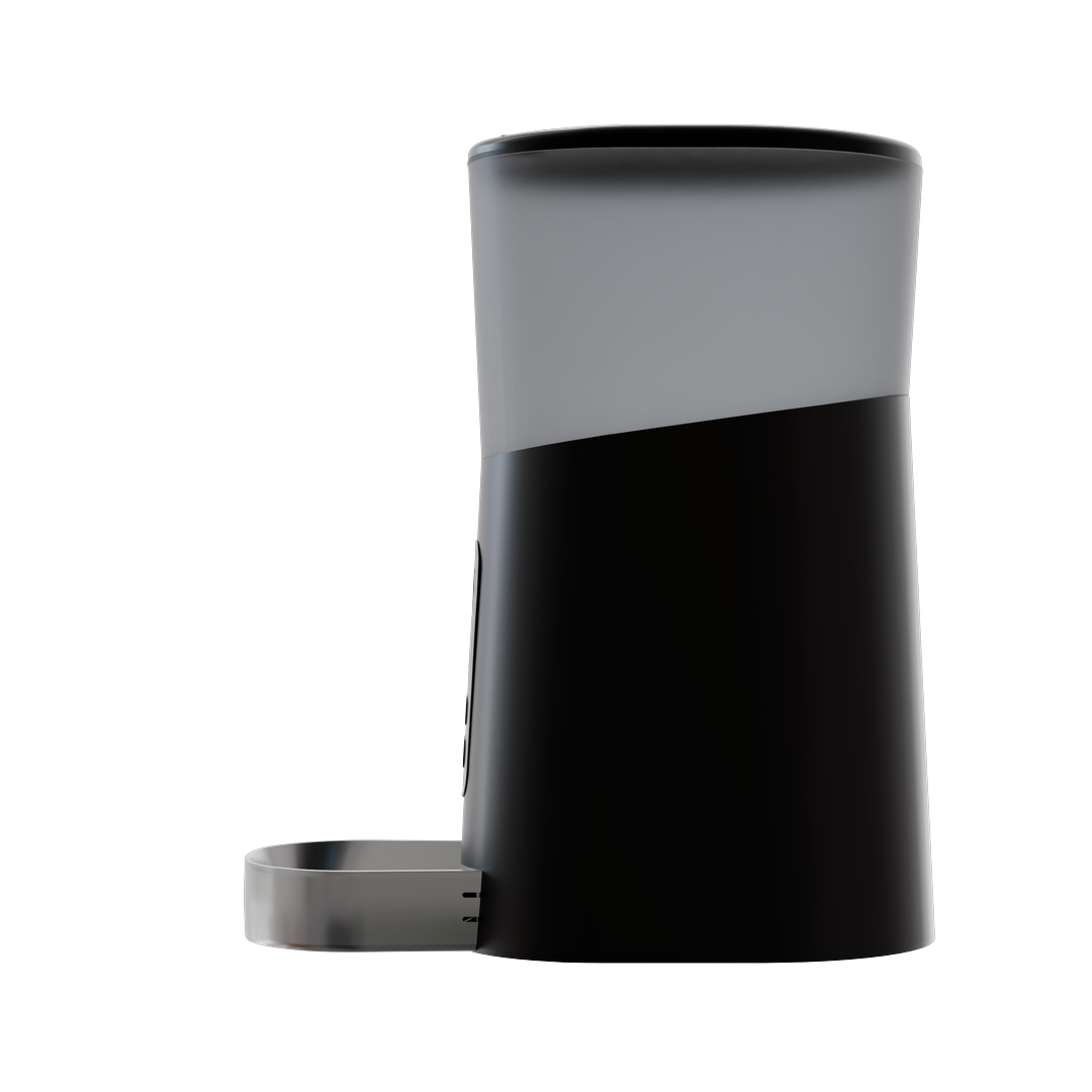 Side view of the Automatic Cat Feeder shown in all-black.