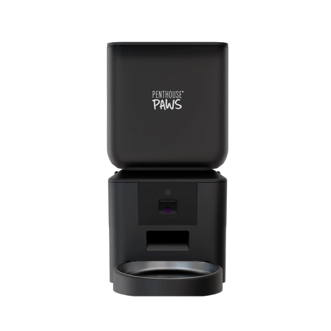 Front view of the Smart Maxx HD Automatic Dog Feeder in black.