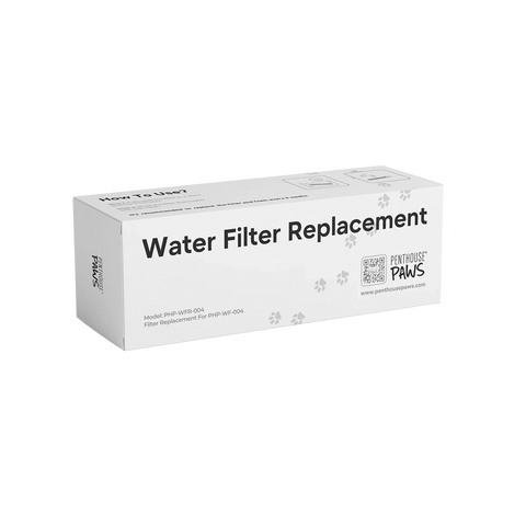 The retail box for the Penthouse Paws Water Filter Replacement kit.