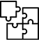 Icon of two interlocking puzzle pieces, representing compatibility or integration.
