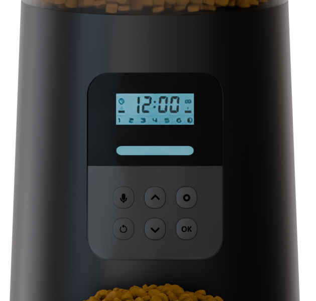 Penthouse Paws close-up of automatic pet feeder.