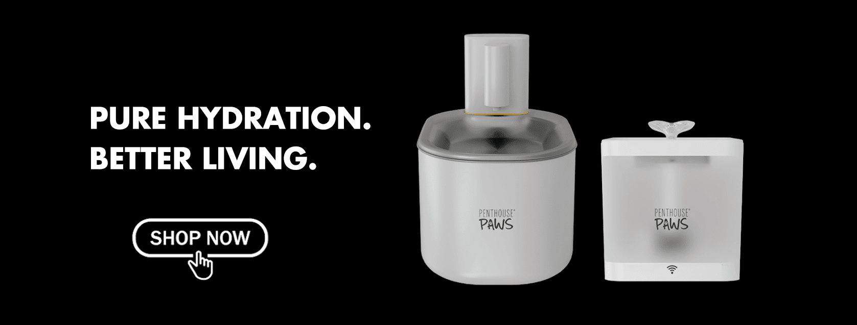 Penthouse Paws smart feeder against black background.