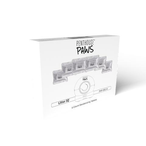Penthouse Paws Litter IQ Deodorizer Tablets 6-pack box.