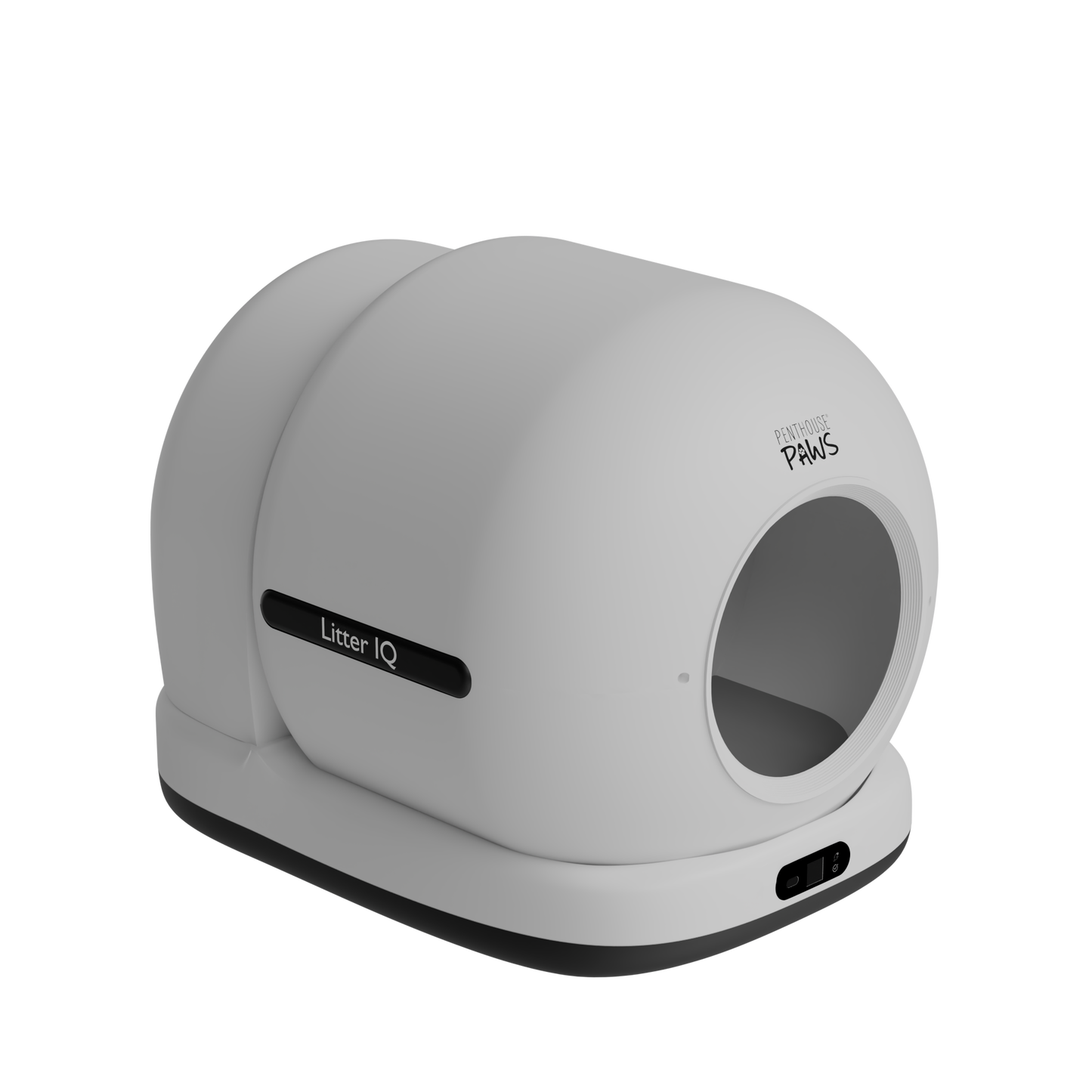 Angled view of the Litter IQ automatic self-cleaning cat litter box.